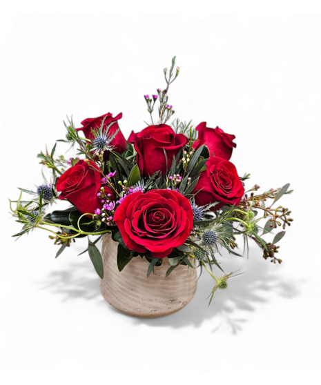 SWEET RED ROSES - in stone pottery