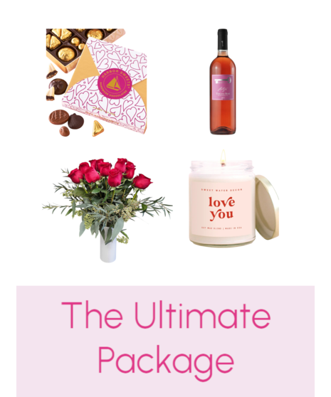 THE ULTIMATE PACKAGE - 18 roses, chocolates, rose' & candle